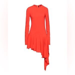 DSQUARED2 Red Orange Asymmetrical Mini Dress Size 44 IT Medium $414 Luxury